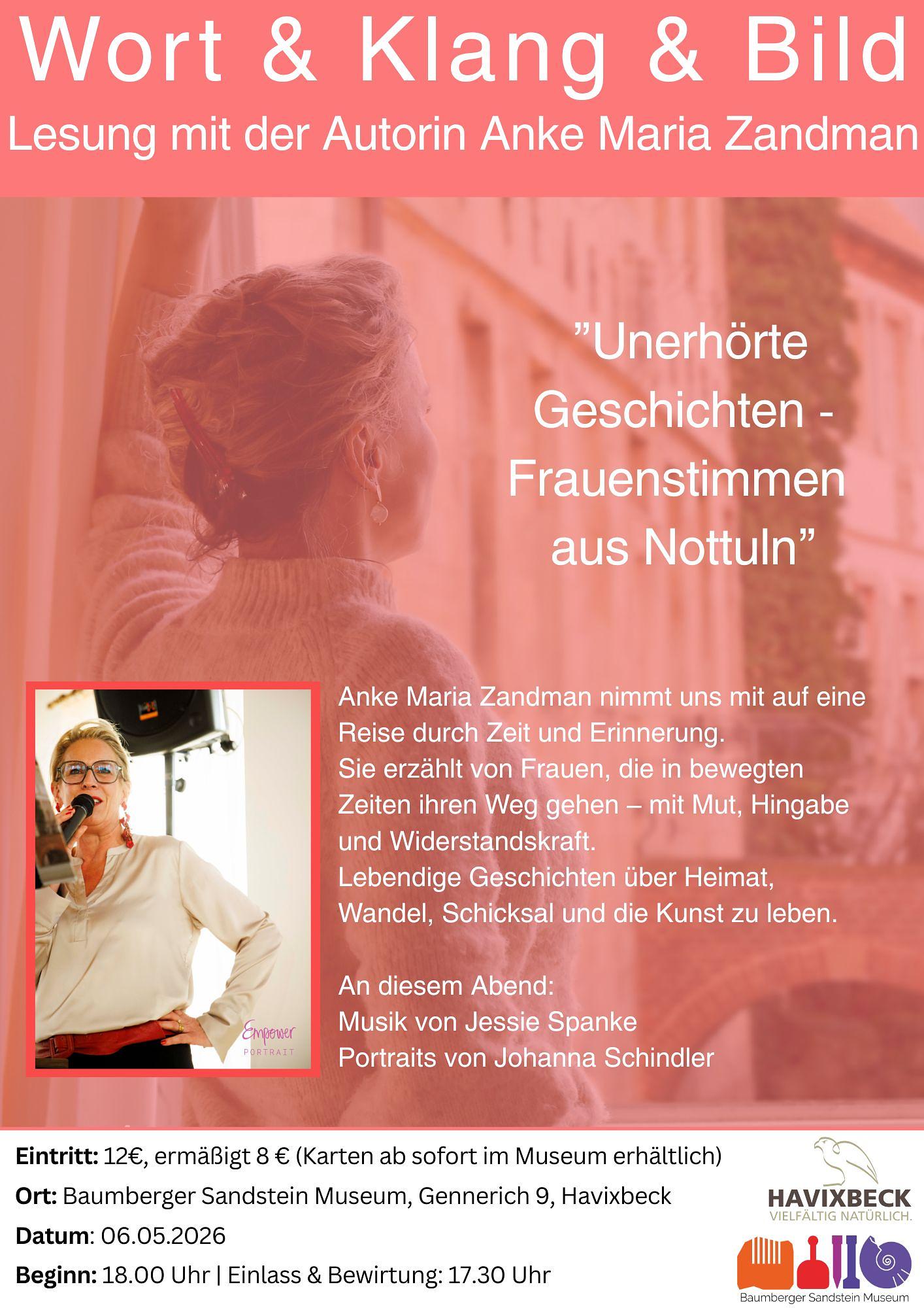 Wort & Klang & Bild – Lesung mit Anke Maria Zandman