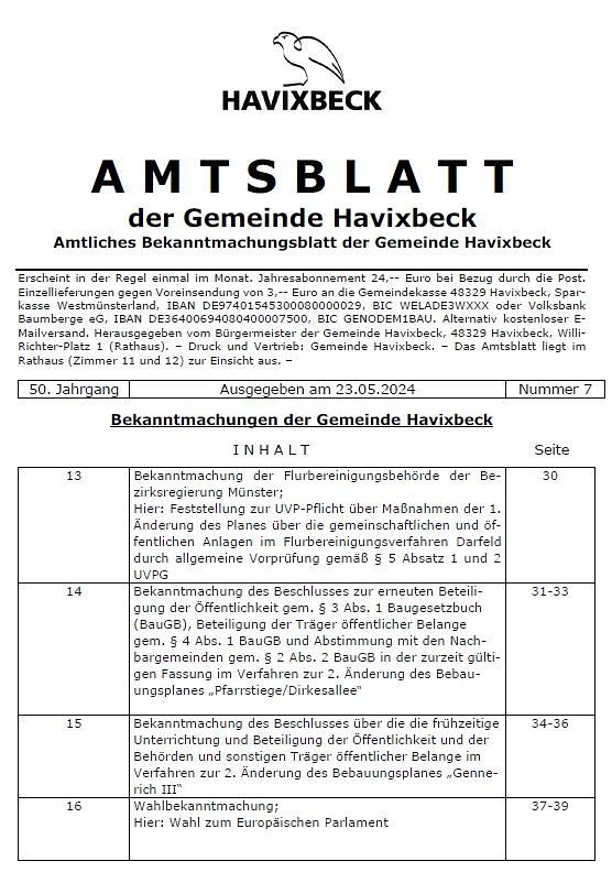 Amtsblatt 2024-07 veröffentlicht