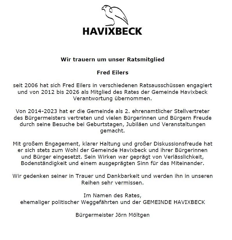 Wir trauern um unser Ratsmitglied