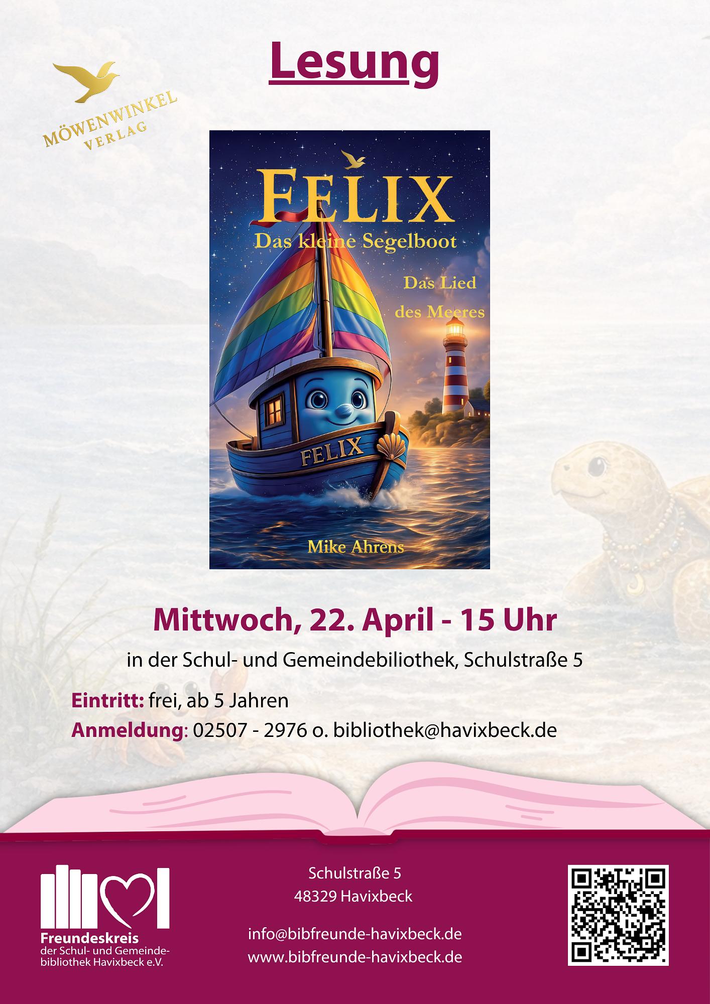 Lesung - Kinderbuch: Felix – Das kleine Segelboot - Das Lied des Meeres
