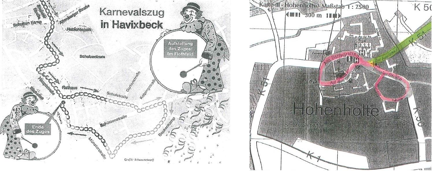 Straßensperrungen wegen der Karnevalsumzüge