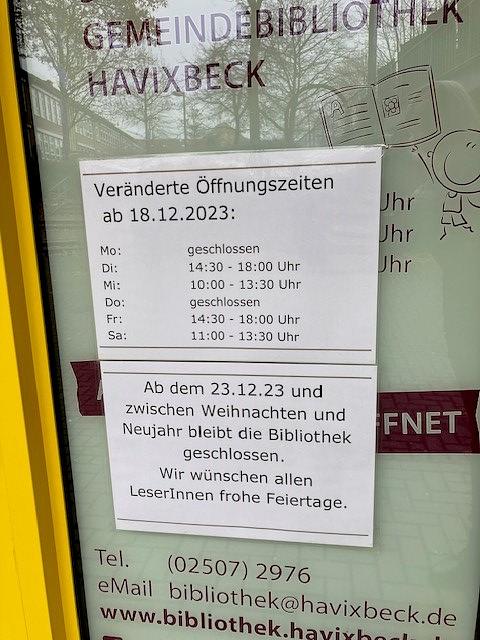 Die Bibliothek macht Weihnachtsferien