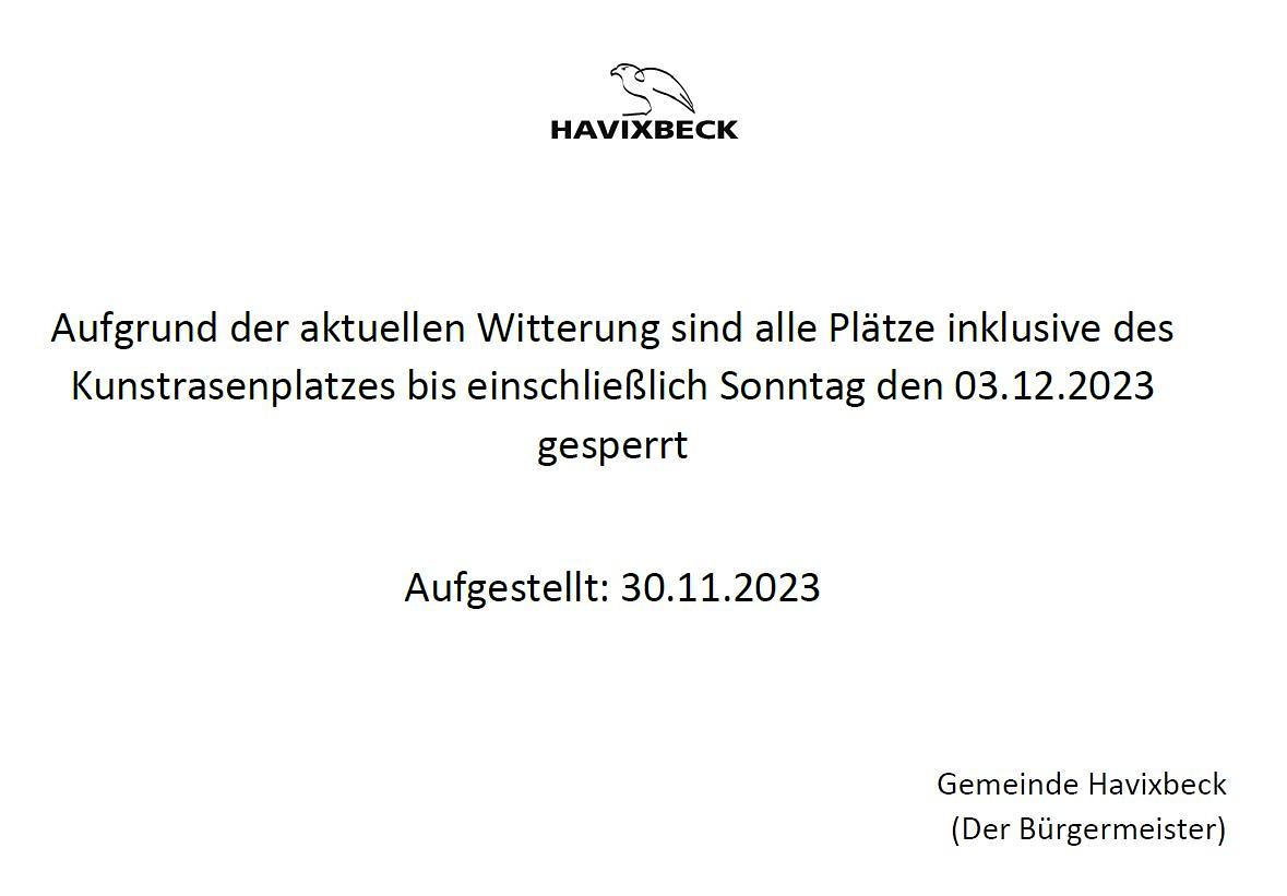 Sportplätze gesperrt