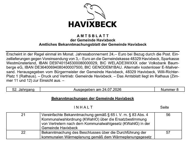 Das aktuelle Amtsblatt ist online