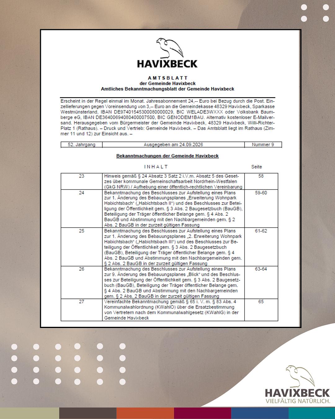 Das aktuelle Amtsblatt 2026-09 wurde veröffentlicht