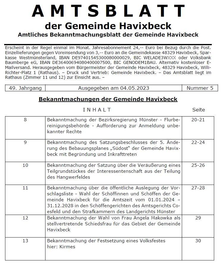 Amtsblatt 2023-05 erschienen