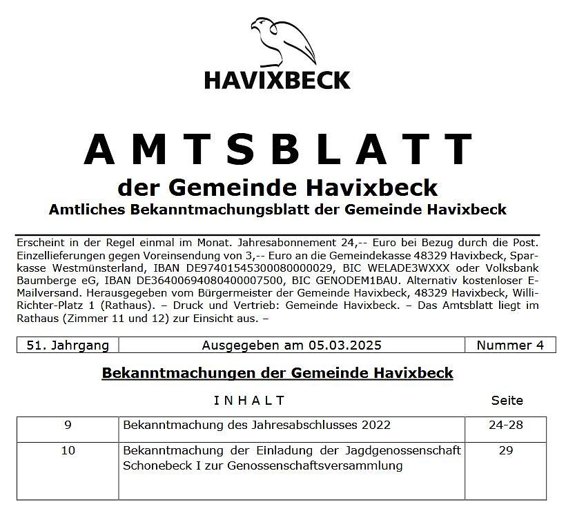 Amtsblatt 2025-04 veröffentlicht
