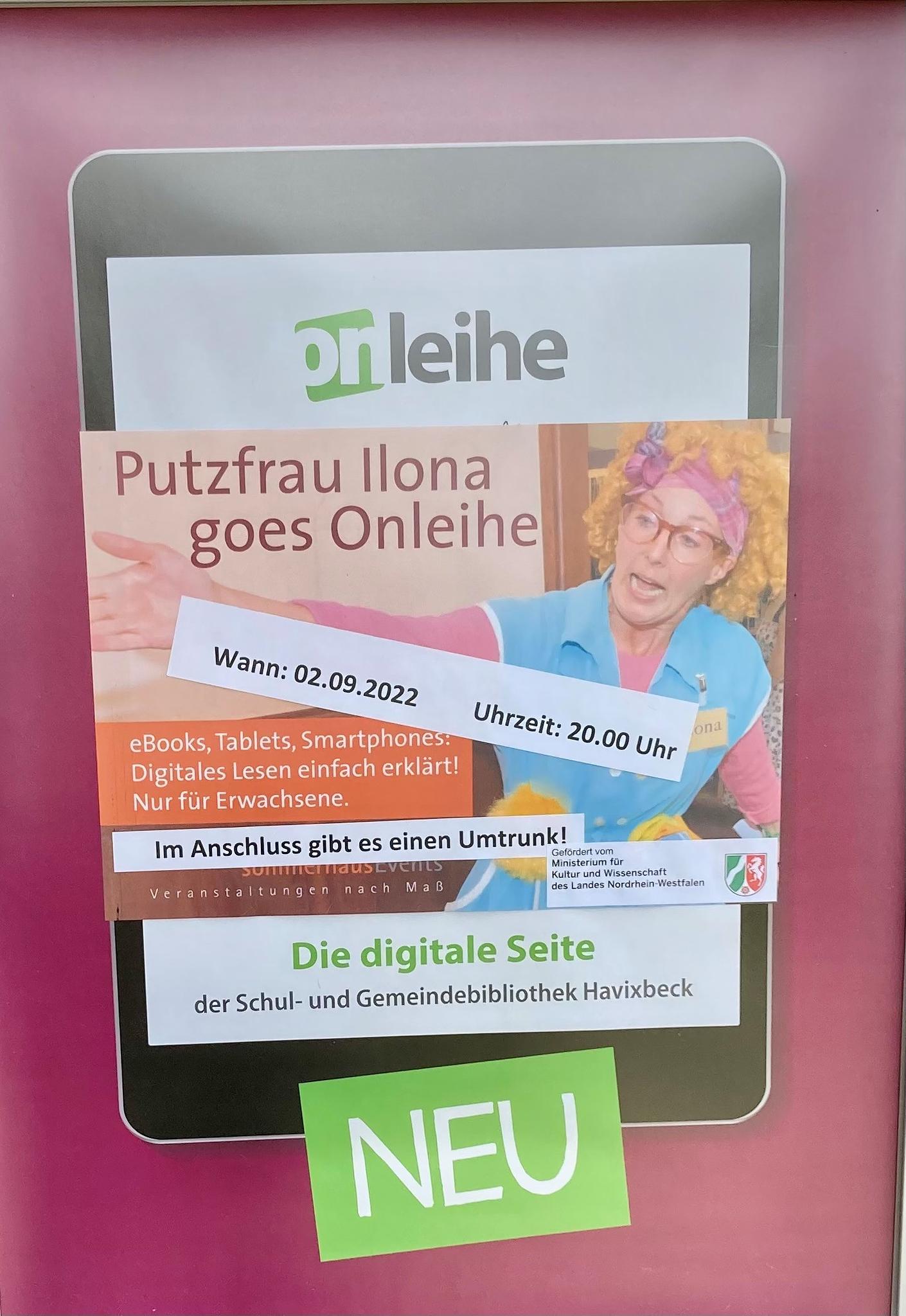 Putzfrau Ilona goes Onleihe in der Schul- und Gemeindebibliothek Havixbeck!