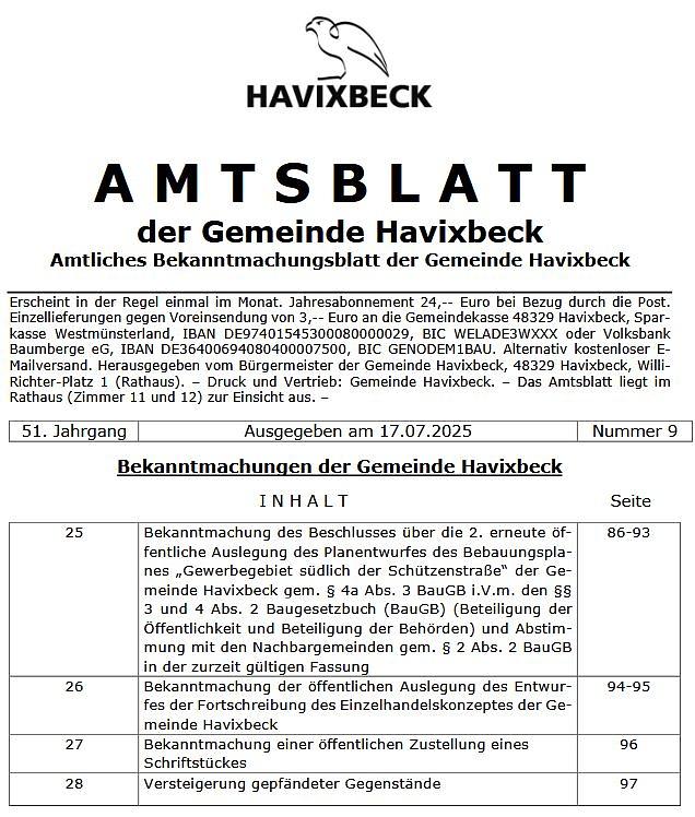 Amtsblatt 2025-09 veröffentlicht