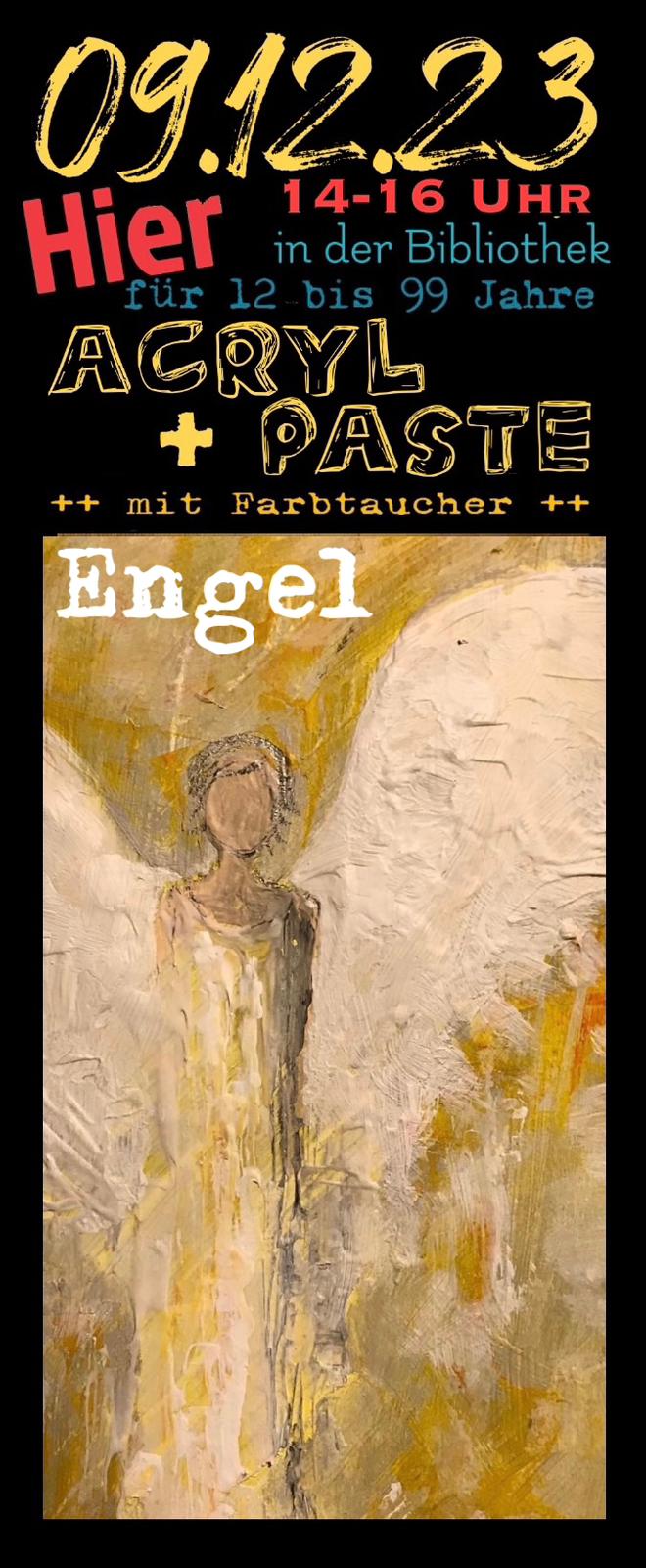 Engel malen mit Acryl und Paste in der Gemeindebibliothek