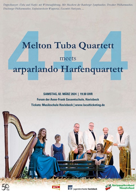 4+4 Konzert mit dem „Melton Tuba Quartett“ & dem „Arparlando Harfenquartett“ 