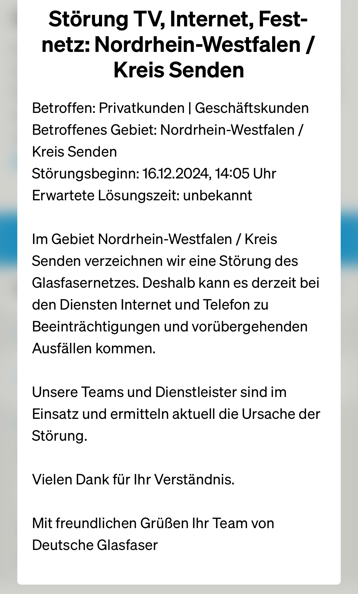 Glasfaserstörung…
